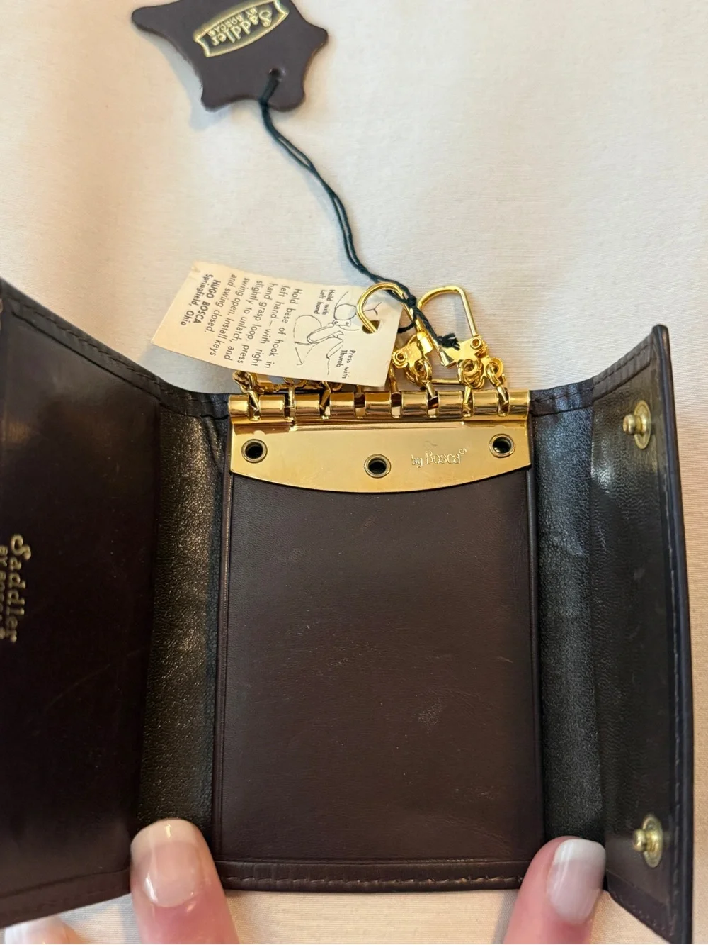 Vintage Saddler By Bosca Brown Leather Wallet Key Holder